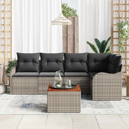  Sjedeća garnitura za vrt 6 kom. Siva poliratan 232,5 x 122,5 x 69 cm Slike