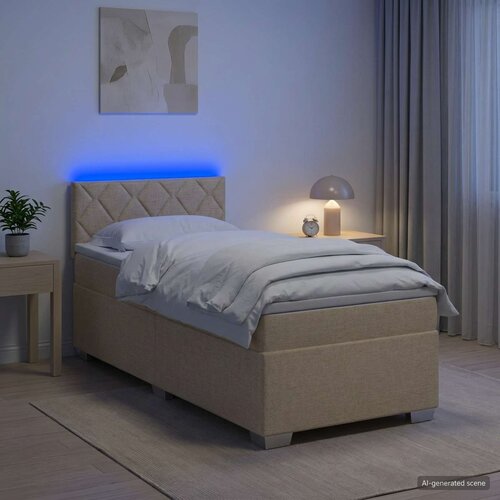  Krevet s box springom, madracem i LED-om Krem 100 x 200 cm Cijene