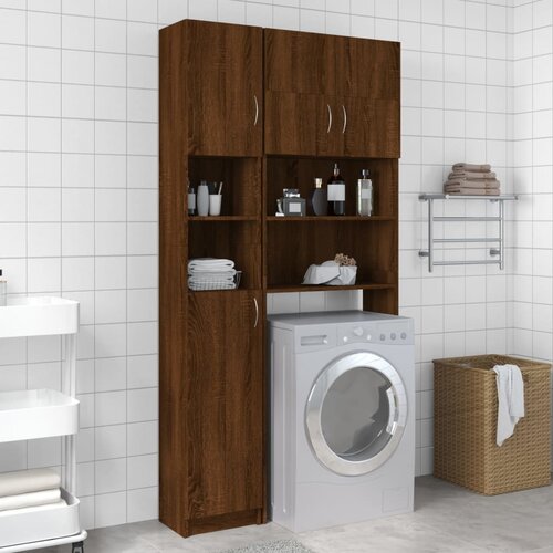 The Living Store Kopalniška omarica rjav hrast 32x25,5x190 cm konstruiran les - Kopalniška Omara, (21436776) Cene
