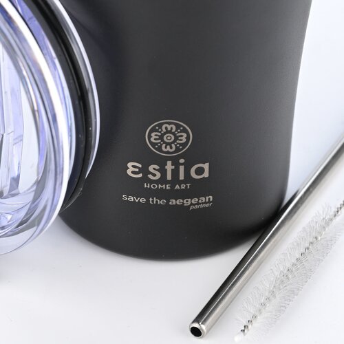 Estia termo ča&amp;scaron;a sa slamčicom 500ml Midnight Black 01-23122 Slike