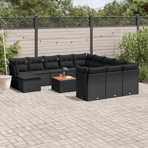 13-dijelni set vrtnih sofa s jastucima poliratan crni Cijene