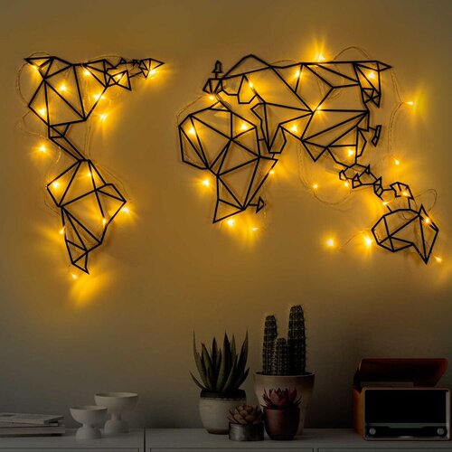 Wallity zidna dekoracija world map led 010, 58 x 100 cm, crna Cene