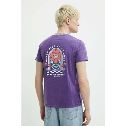 Kaotiko Bombažna kratka majica vijolična barva, AM007-01-G002