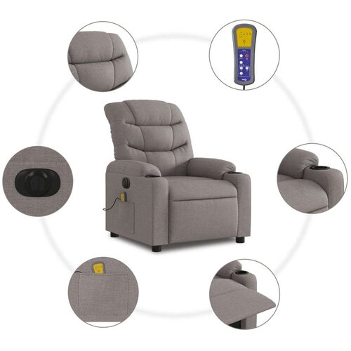 VidaXL Električni masažni naslonjač od tkanine smeđesivi Slike