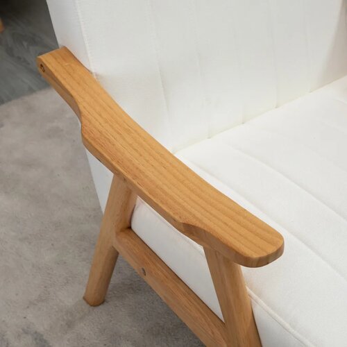  Tapecirana fotelja u skandinavskom dizajnu bar&amp;scaron;unasti izgled okvir od punog drva 68 x 74 x 82 cm prirodna+krem boja Slike