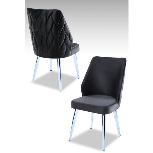 Hanah home Pufi - Black, Chrome BlackChrome Chair Set (2 Pieces) Cene