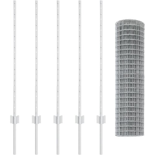 VidaXL Ograja Euro z 10 U nosilci srebrna 1x10 m jeklo Slike