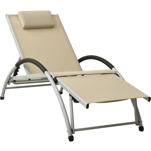 vidaXL 310530 Sun Lounger with Pillow Textilene Cream Cene