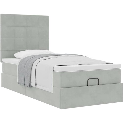  Okvir kreveta s madracima svijetlosivi 90x200cm bar&amp;scaron;unasti Slike