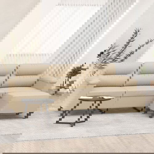 vidaXL Trosed s stolčkom za noge krem 180 cm blago iz mikrovlaken Cene