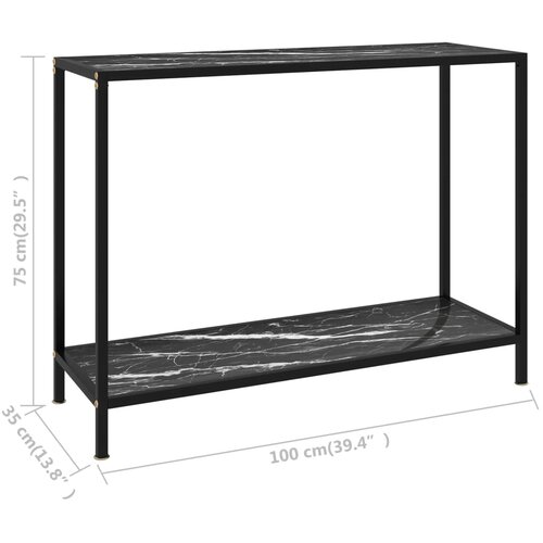  Konzolni stol crni 100 x 35 x 75 cm od kaljenog stakla Slike