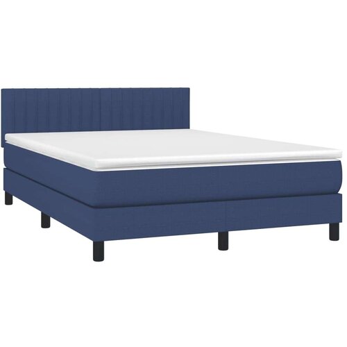VidaXL Krevet s oprugama i madracem plavi 140 x 190 cm od tkanine Slike