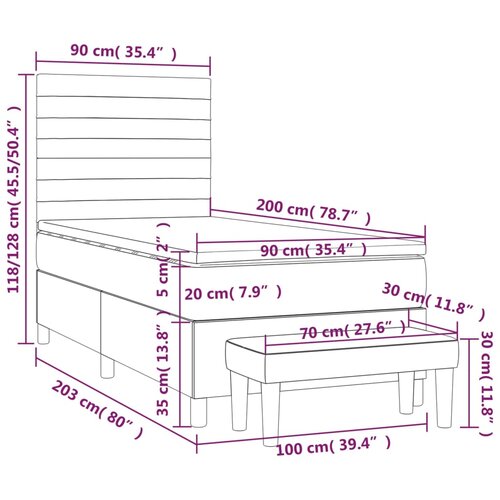  s oprugama i madracem plavi 90 x 200 cm od tkanine Slike