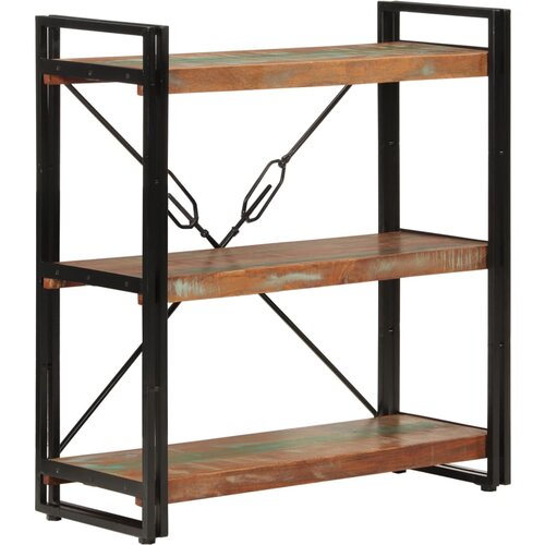 VidaXL Knjižna omara 3-nadstropna 77x30x80cm trden predelan les železo Slike