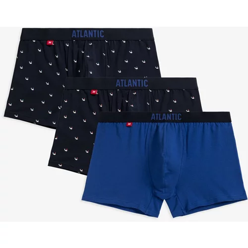 Atlantic Men's Boxer Shorts 3Pack - Navy Blue/Blue