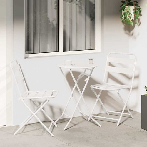 Bistro set za vrt 3 pcs Bijelo Čelik Cijene