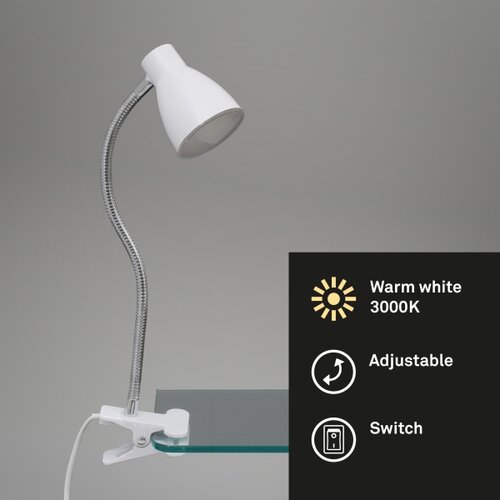 BRILONER 2615-016P - LED lampa sa stezaljkom GRIP LED/2,5W/230V bela Slike