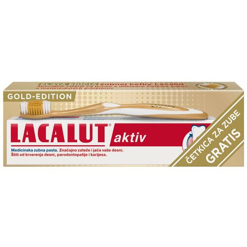 Lacalut Aktiv Pasta za zube, 75 ml + Gold Edition Četkica za zube GRATIS Slike