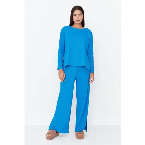 Trendyol Saks Slit Detailed Camisole Knitted Pajamas Set