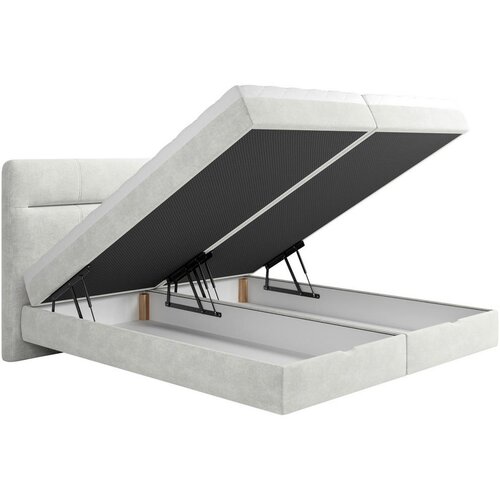 MID.YOU POSTELJA Z VZMETNICO 180 cm x 200 cm , les, tekstil, leseni material krem barve Slike