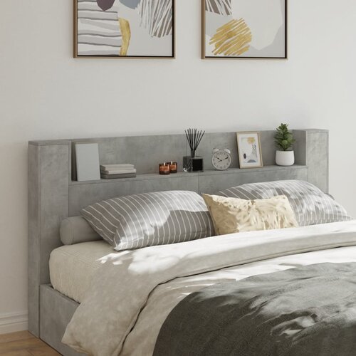 vidaXL Ormarić za uzglavlje LED svjetlima boja betona 200x16 5x103 5cm Cijene