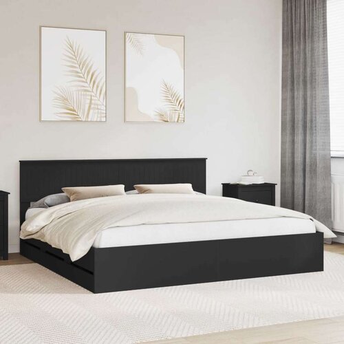  Okvir za krevet Crna 200 x 200 cm Inženjersko Drvo - Crna 200 x 200 cm Cene