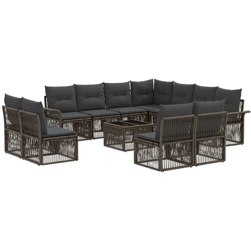 vidaXL Vrtna sedežna garnitura 12 pcs Siva poli ratan, (5000270691) Cene