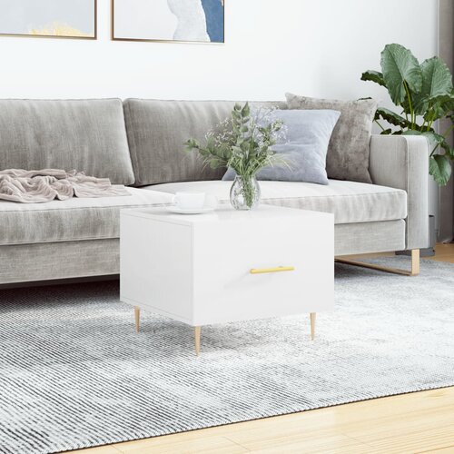 vidaXL Klubska mizica visok sijaj bela 50x50x40 cm inženirski les Cene