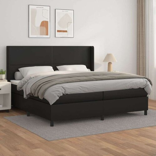 Box spring postelja z vzmetnico črna 200x200 cm umetno usnje, (20761309) Slike