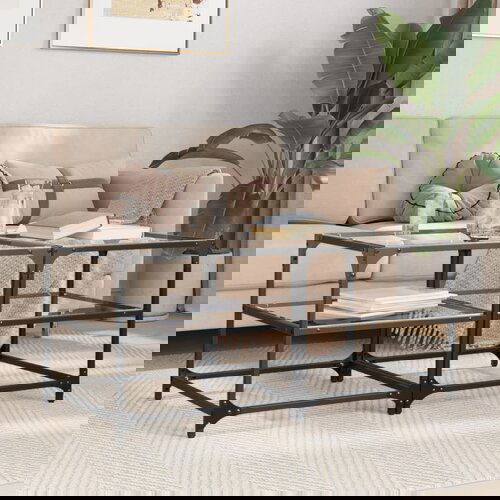 VidaXL Klubske mizice s stekleno povr&amp;scaron;ino 2 kosa 50x50x45 cm jeklo Slike