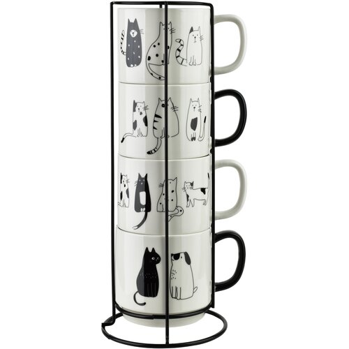 Mondex Komplet skodelic na stojalu porcelan Affekdesign by Cottello 370 ml večbarvno 4 kos, (5000212025) Cene