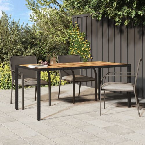 VidaXL Vrtni stol od poliratana i bagremovog drva 190x90x75 cm crni Slike