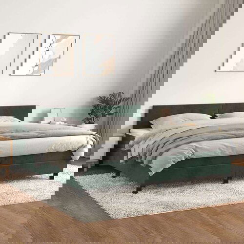  Box spring postelja z vzmetnico temno zelena 200x200 cm žamet, (20896068) Cene