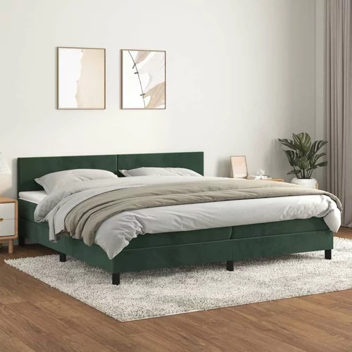  Box spring postelja z vzmetnico temno zelena 200x200 cm žamet, (20896068)