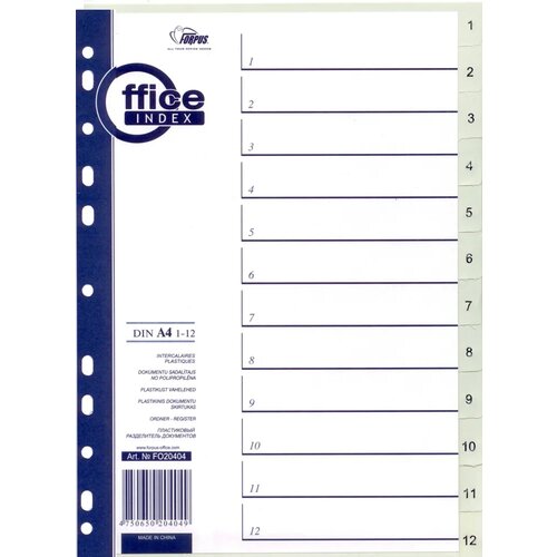 Forpus Ločilni listi A4 PP 1-12, sivi Slike