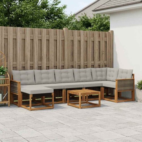  Set vanjskih sofa 8 kom. Prirodna i svjetlosiva Cene