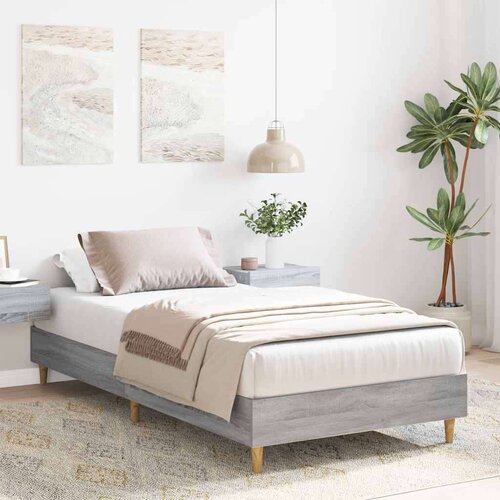 VidaXL Okvir kreveta bez madraca siva Sonoma 75x190 cm izrađeno drvo Slike