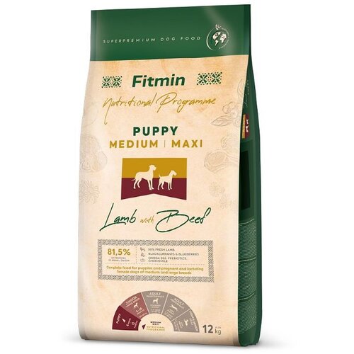 Fitmin dog nutritional programme puppy medium / maxi jagnjetina sa govedinom 12kg Cene