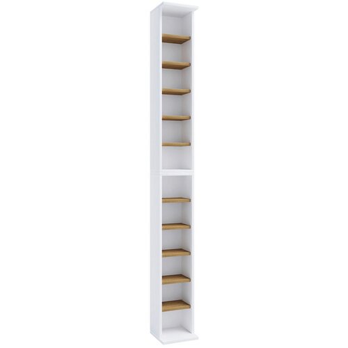 MID.YOU REGAL ZA CD-JE 21/180/20 cm bela, medeni hrast Slike