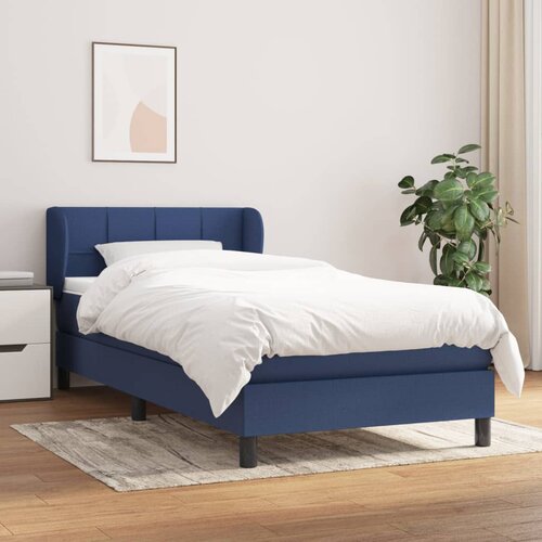VidaXL Box spring postelja z vzmetnico modra 100x200 cm blago Slike