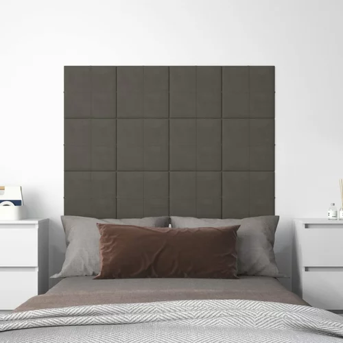 vidaXL Stenski paneli 12 kosov temno sivi 30x30 cm žamet 1,08 m²