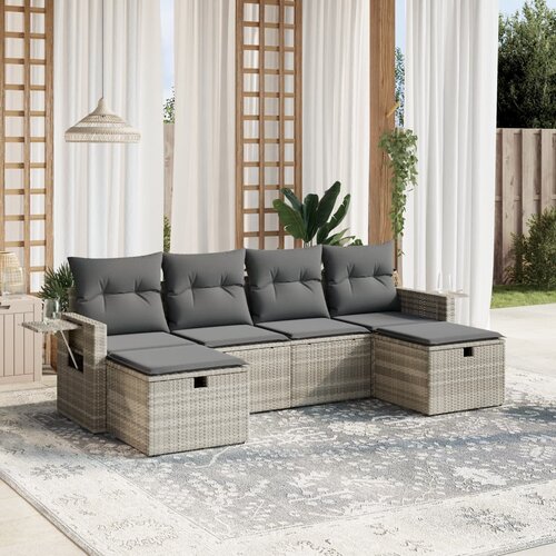 vidaXL 6-dijelni set vrtnih sofa od poliratana s jastucima svjetlosivi Cijene