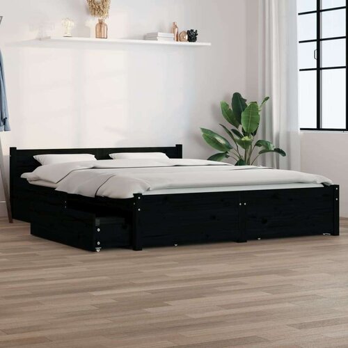  Posteljni okvir s predali črn 135x190 cm 4FT6, (20648101) Slike