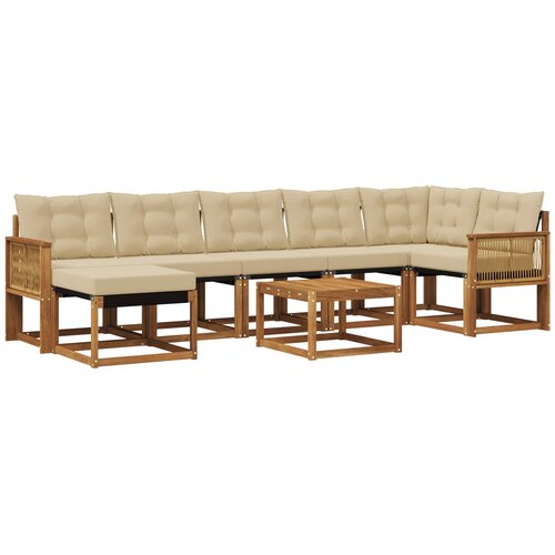 vidaXL Zunanja garnitura za sedenje z blazino 8 pcs Naravna in bež, (5000280847) Cene