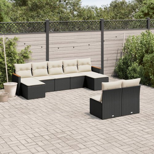  9-dijelni set vrtnih sofa s jastucima crni od poliratana Cijene