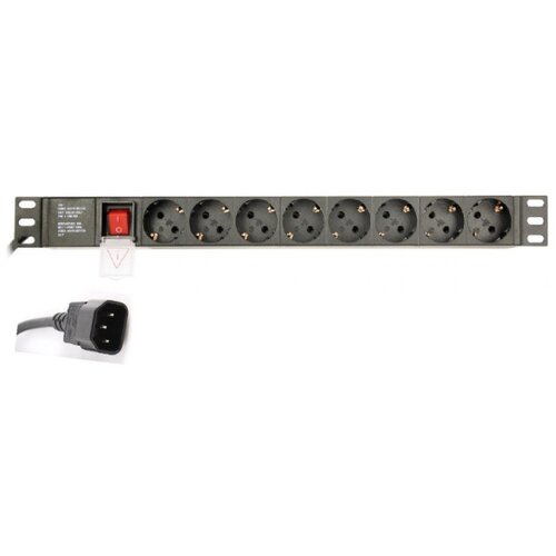 Gembird EG-PDU-014-C14 C14 Produzni kabl sa zastitom 8 uticnica 10A, PDU 1U, aluminium, 3m Cene