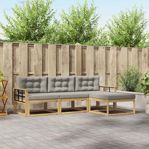  Set vanjskih sofa 4 kom. Bijela i svjetlosiva Poliester Cene