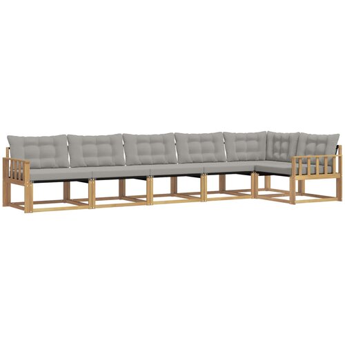  Set vanjskih sofa 6 kom. Bijela i svjetlosiva Smeđa 406 x 168,5 x 73 cm Slike