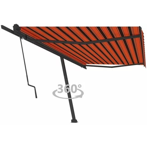 vidaXL Prostostoječa avtomatska tenda 500x350 cm oranžna/rjava