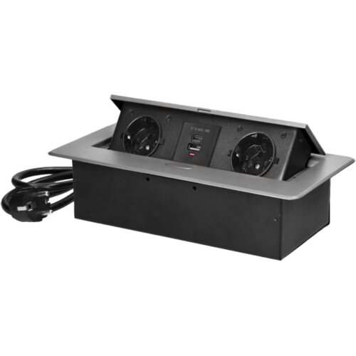 Orno Produžni kabel sa 2 x Schuko utičnice + 2 x USB, ugradbena &amp;ndash; OR-GM-9035(GS)/G Slike